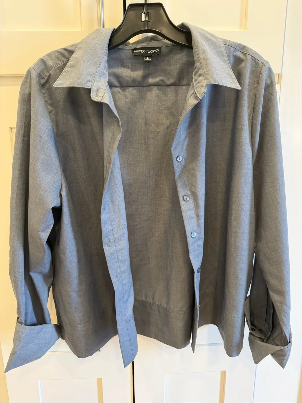 Modern Works Lightweight Button-Up Shirt in Heather Blue/Gray